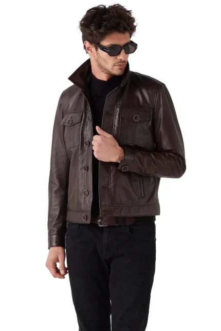 Men’s 100% Real Brown Leather Classic Jacket