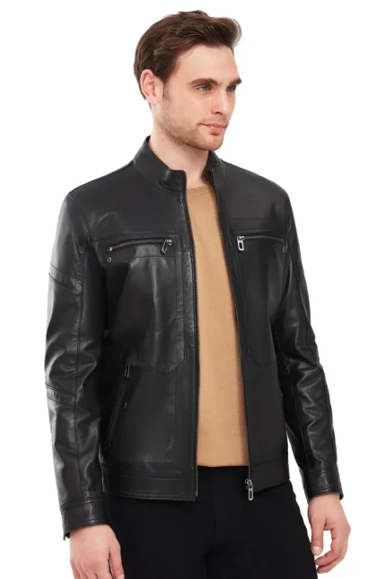 Men’s 100% Real Black Leather Stylish Jacket